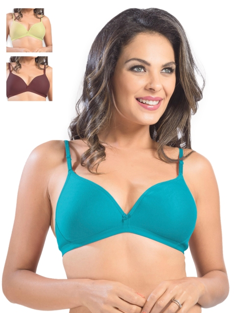

Sonari Pack of 3 Medium-Coverage Plunge Bras, Turquoise blue