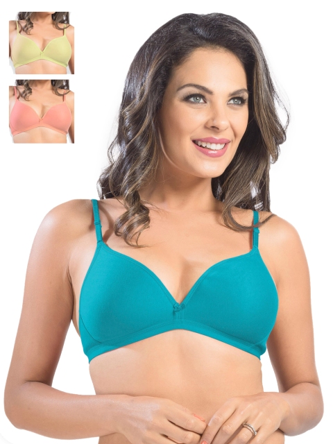 

Sonari Pack of 3 Medium-Coverage Plunge Bras, Turquoise blue