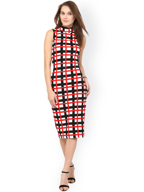 

Harpa Black & Red Checked Sheath Dress