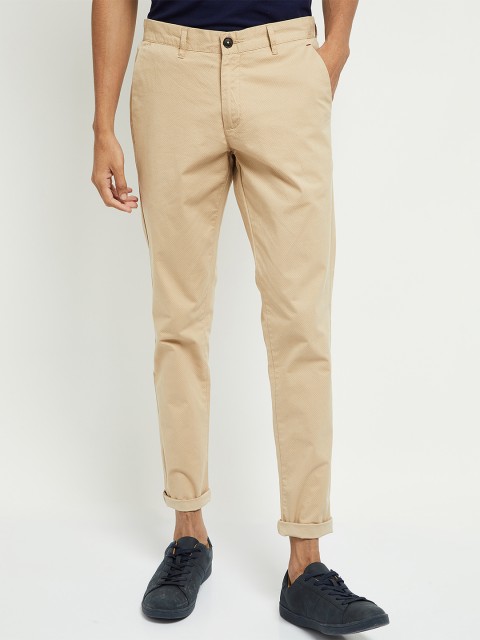 

max Men Beige Skinny Fit Solid Regular Trousers