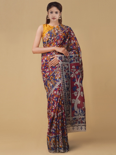 

Unnati Silks Maroon & Cream-Coloured Pure Cotton Printed Kota Handloom Saree