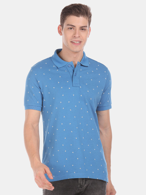 

Aeropostale Men Blue Printed Polo Cotton Collar T-shirt