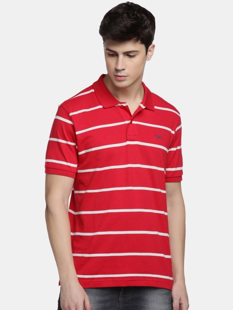 

Aeropostale Men Red Striped Polo Collar T-shirt