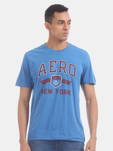 

Aeropostale Men Blue Printed Round Neck T-shirt