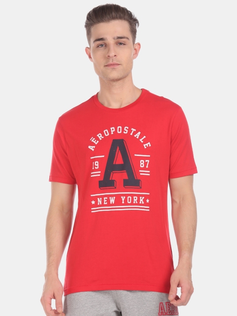 

Aeropostale Men Red Printed Round Neck T-shirt