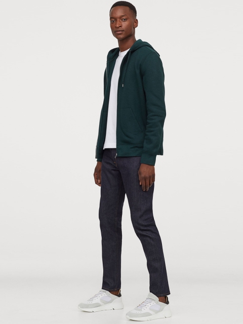 

H&M Men Green Solid Hooded Jacket Regular Fit