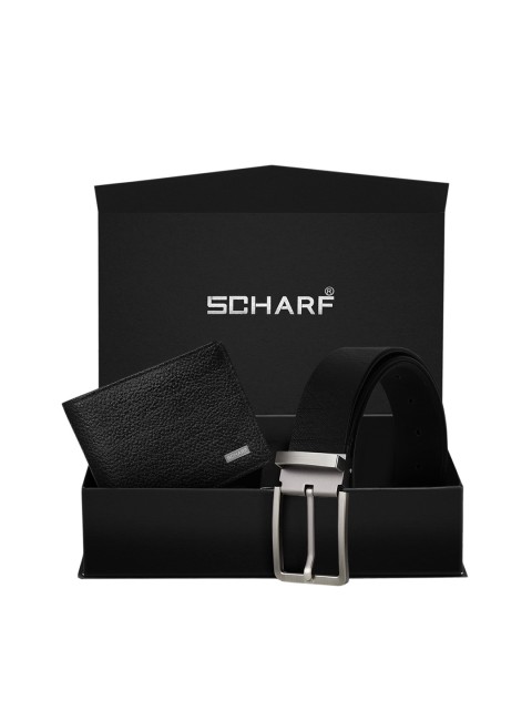 

SCHARF Men Black Genuine Leather Belt & Wallet Accessory Gift Set