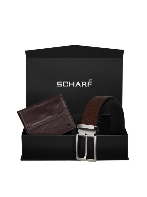 

SCHARF Men Brown Genuine Leather Belt & Wallet Accessory Gift Set