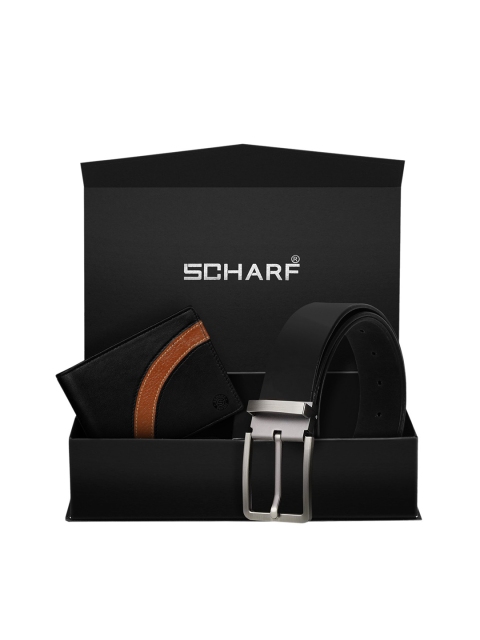 

SCHARF Men Black RFID Protected Genuine Leather Accessory Gift Set