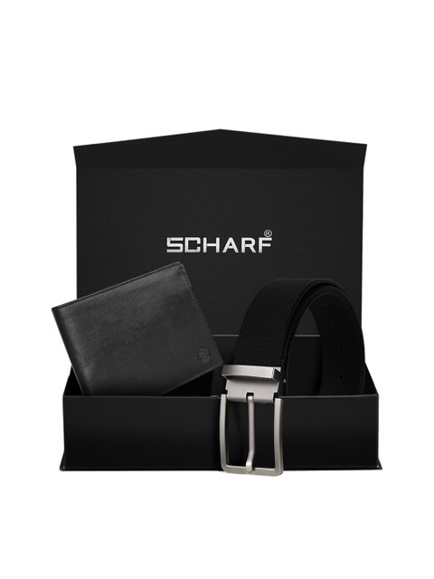 

SCHARF Men Black Genuine Leather Belt & Wallet Accessory Gift Set