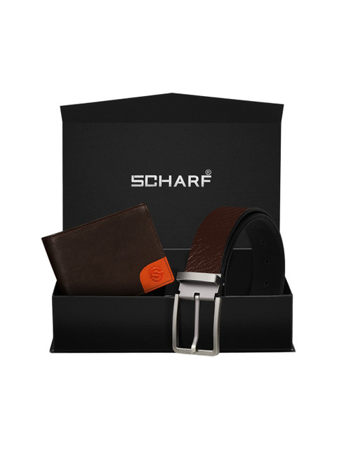 

SCHARF Men Brown Genuine Leather Belt & Wallet Accessory Gift Set