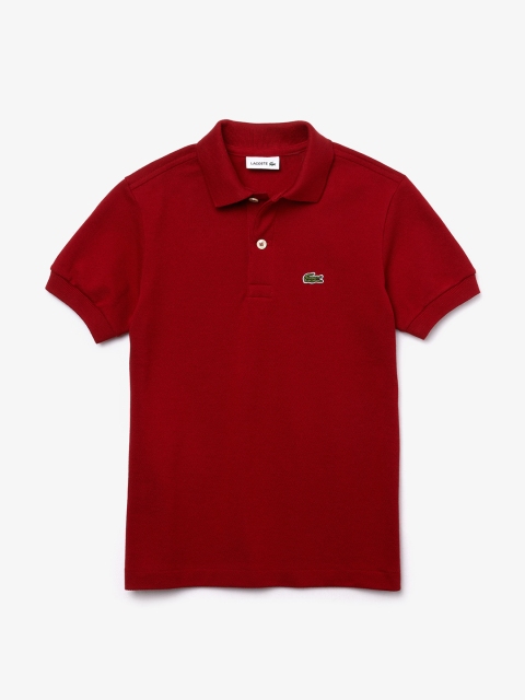 

Lacoste Boys Red Solid Polo Collar T-shirt