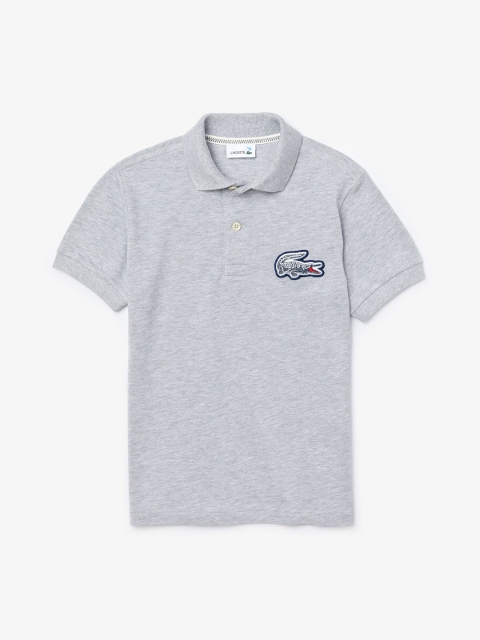 

Lacoste Boys Grey Solid Polo Collar T-shirt