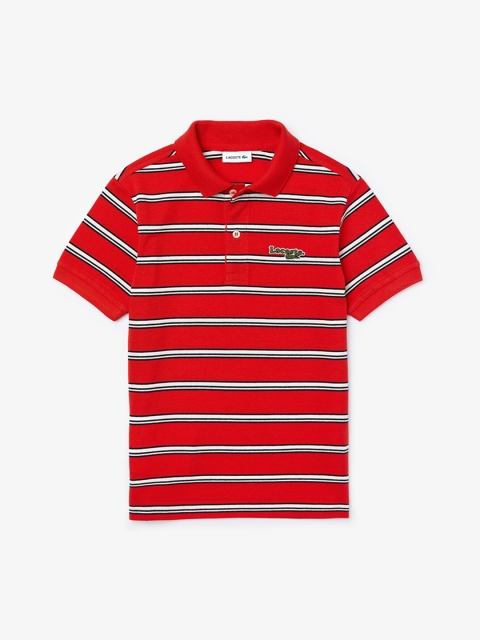

Lacoste Boys Red & White Striped Polo Collar T-shirt