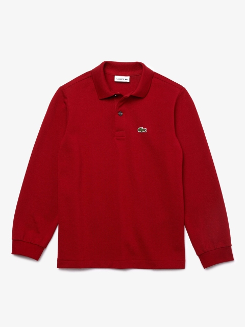 

Lacoste Boys Red Solid Polo Collar T-shirt