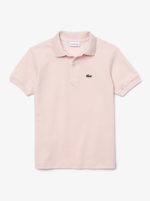 

Lacoste Boys Pink Solid Polo Collar T-shirt