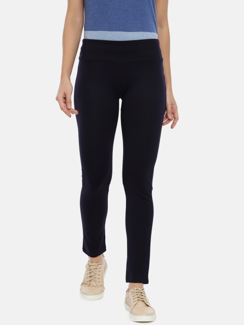 

GOLDSTROMS Women Navy Blue Slim Fit Solid Regular Trousers