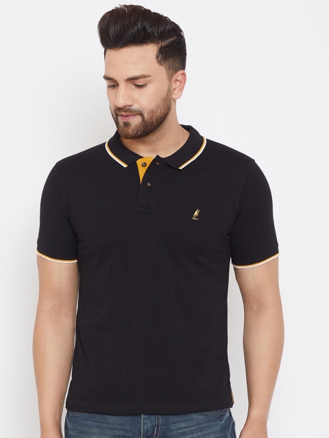 

HARBORNBAY Men Black Solid Henley Neck T-shirt