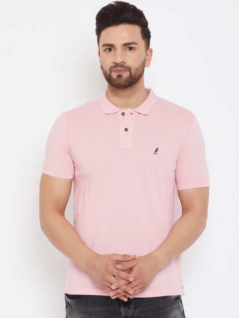 

HARBORNBAY Men Pink Solid Polo Collar T-shirt