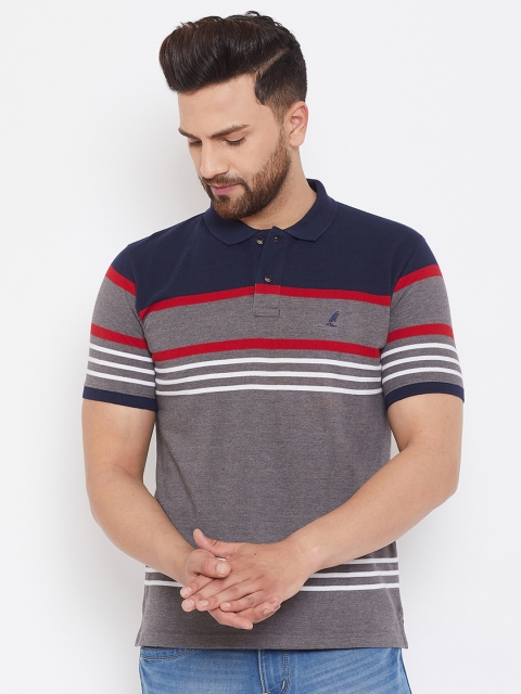 

HARBORNBAY Men Grey Colourblocked Polo Collar T-shirt