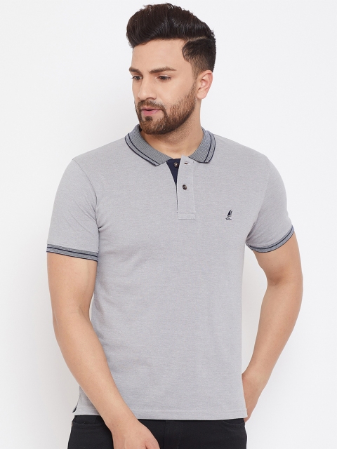 

HARBORNBAY Men Grey Solid Polo Collar T-shirt