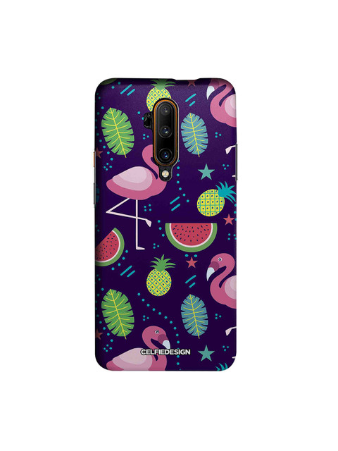 

CelfieDesign Navy Blue & Pink Flamingo Printed OnePlus 7T Pro Back Case