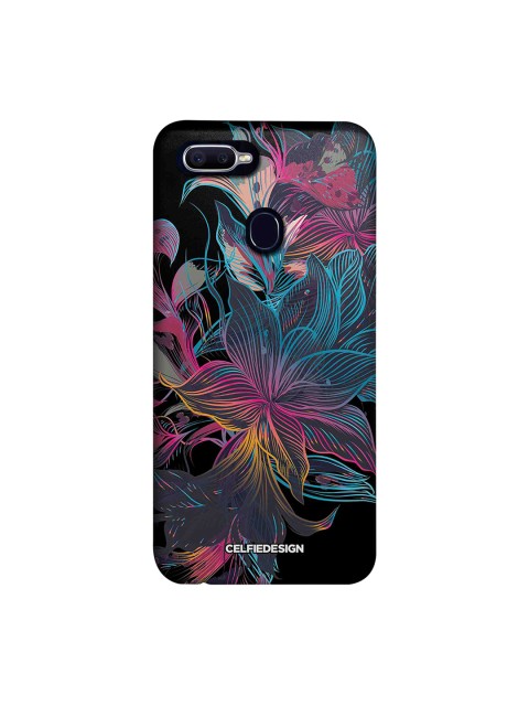 

CelfieDesign Black & Pink Floral-Print Oppo F9 Pro Back Cover