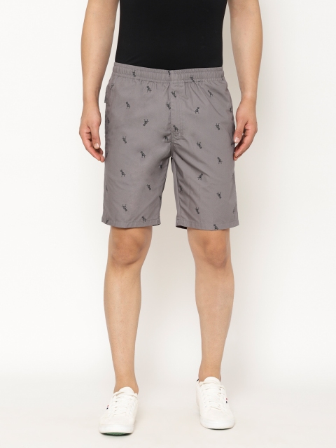 

SAPPER Men Grey Printed Slim Fit Regular Shorts