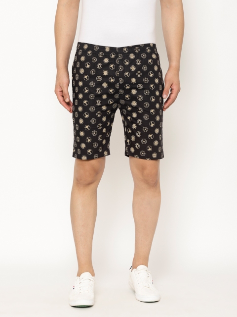 

SAPPER Men Black Printed Slim Fit Regular Shorts