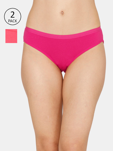

Zivame Women Set Of 2 Assorted Low Rise Anti-Microbial Bikini Briefs ZI2518FASHAPINK, Pink