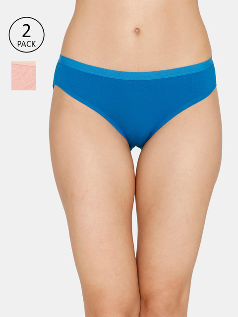 

Zivame Pack of 2 Blue & Pink Solid Bikini Low Rise Anti-Microbial Briefs ZI2518FASHDBLUE