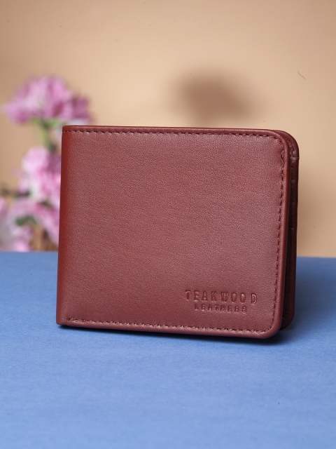 

Teakwood Leathers Men Brown Solid Genuine Leather RFID Two Fold Wallet