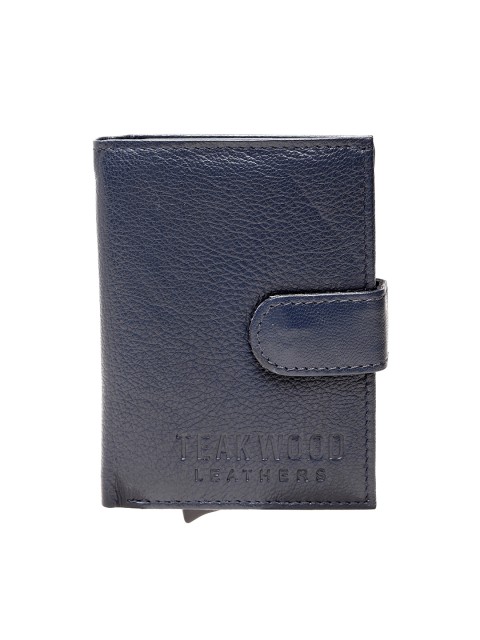 

Teakwood Leathers Unisex Blue Solid Leather Card Holder