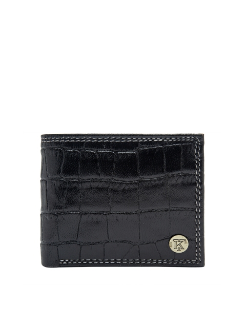 

Teakwood Leathers Unisex Black Textured Two Fold Wallet