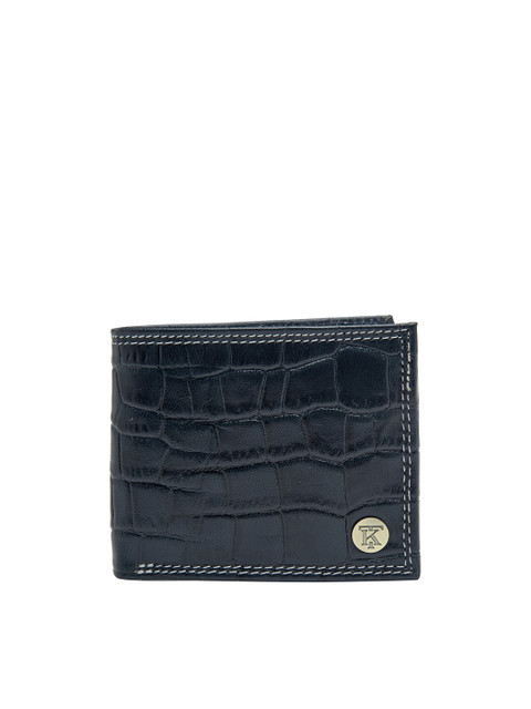 

Teakwood Leathers Unisex Blue Textured Genuine Leather RFID Two Fold Wallet