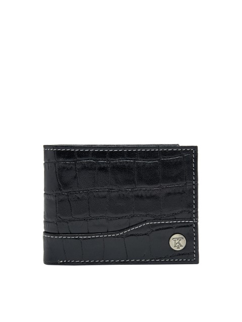 

Teakwood Leathers Unisex Black Textured Two Fold Wallet