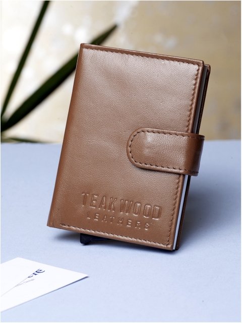 

Teakwood Leathers Unisex Tan Brown Solid Leather Card Holder