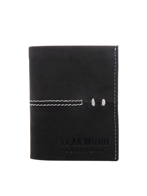 

Teakwood Leathers Men Black Solid RFID Leather Three Fold Wallet