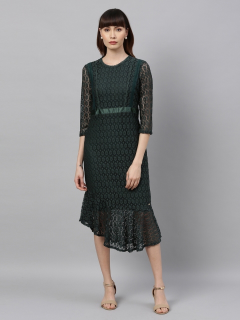

Park Avenue Woman Women Green Self Design A-Line Dress