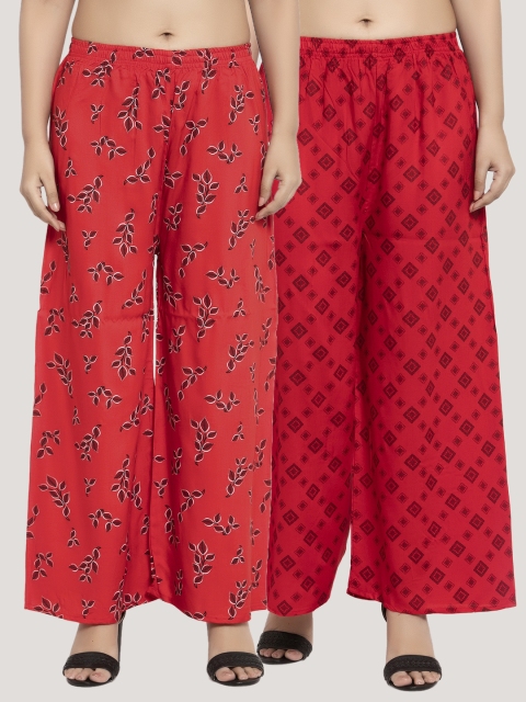 

KLOTTHE Women Red & Black Printed Flared Palazzos