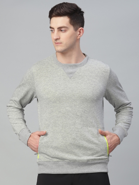 

ASICS Men Grey Solid Henley Neck T-shirt