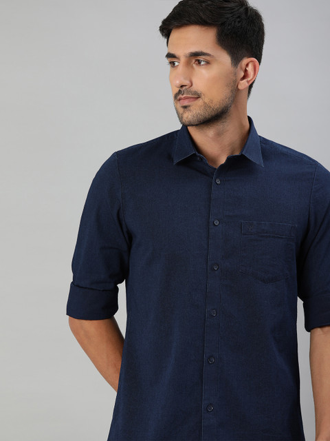 

Allen Solly Men Navy Blue Slim Fit Solid Casual Shirt