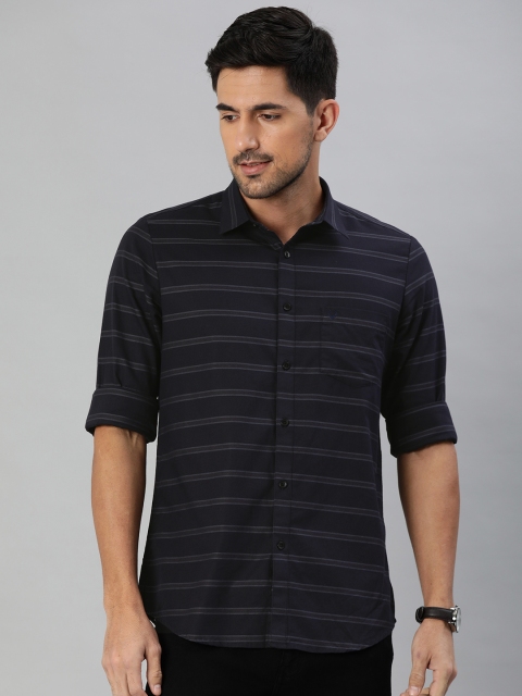 

Allen Solly Men Navy Blue & Grey Slim Fit Striped Casual Shirt