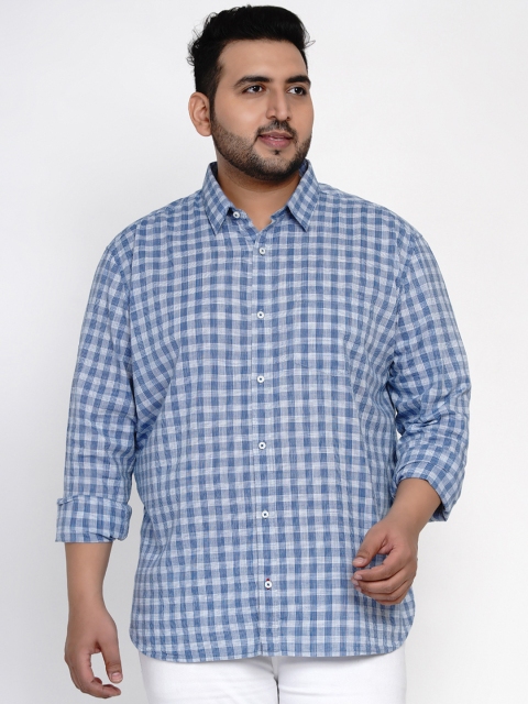

Santonio Men Blue & White Regular Fit Checked Casual Shirt