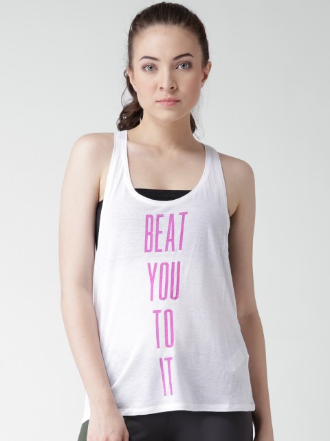 

FOREVER 21 White Printed Tank Top
