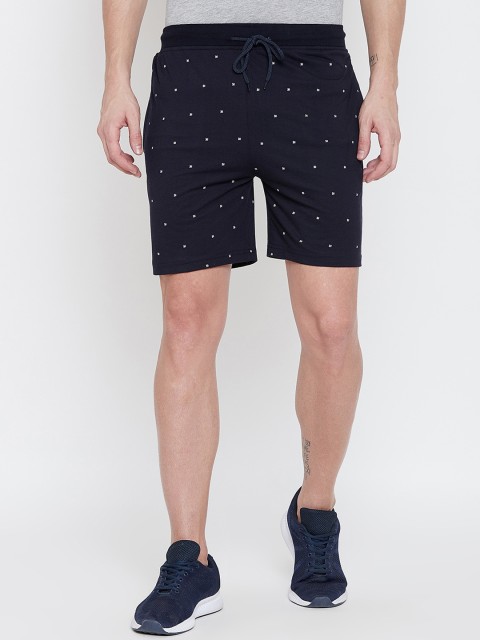 

Okane Men Navy Blue Printed Regular Fit Regular Shorts