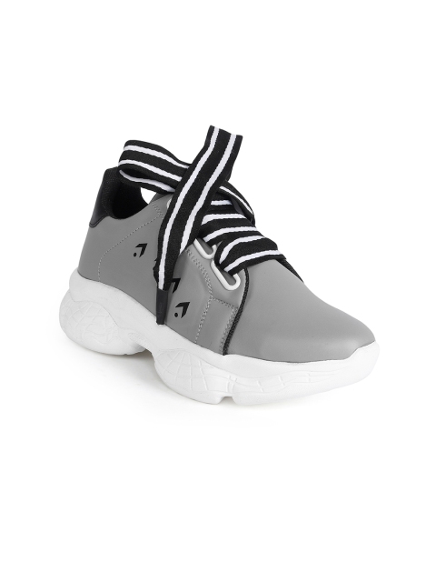 

ZAPATOZ Women Grey PU Mid-Top Walking Shoes