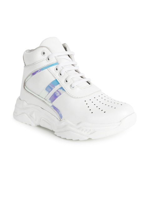 

ZAPATOZ Women White PU Mid-Top Walking Shoes