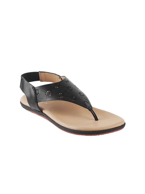 

Mochi Women Black Textured Open Toe Flats
