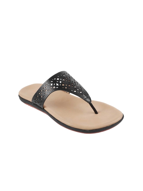 

Mochi Women Black Textured Open Toe Flats